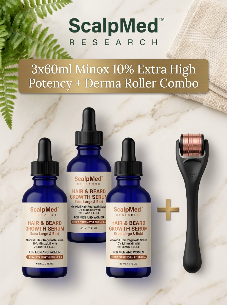 3x60ml Minox 10% Extra High Potency + Derma Roller Combo