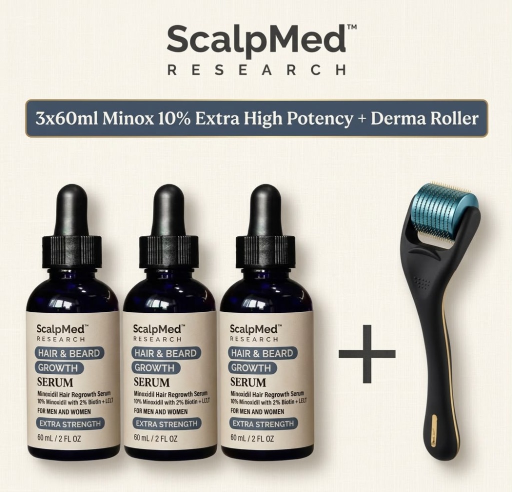 3x60ml Minox 10% Extra High Potency + Derma Roller (Linen Edition)